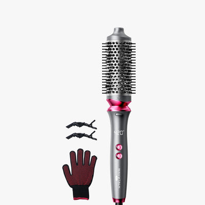 Hair styling tool with attachments on a white background
