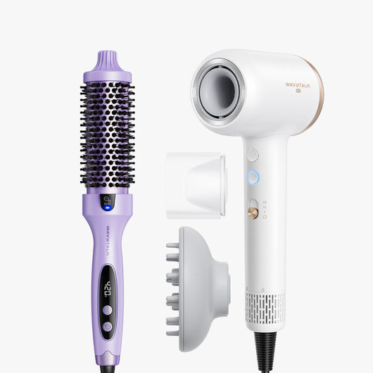 Purple Blowout Boost and white Turblow Pro display on a white background